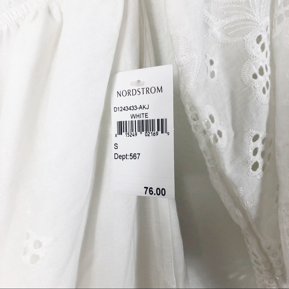 4SI3NNA White Off The Shoulder Eyelet Mini Dress - Picture 12 of 13